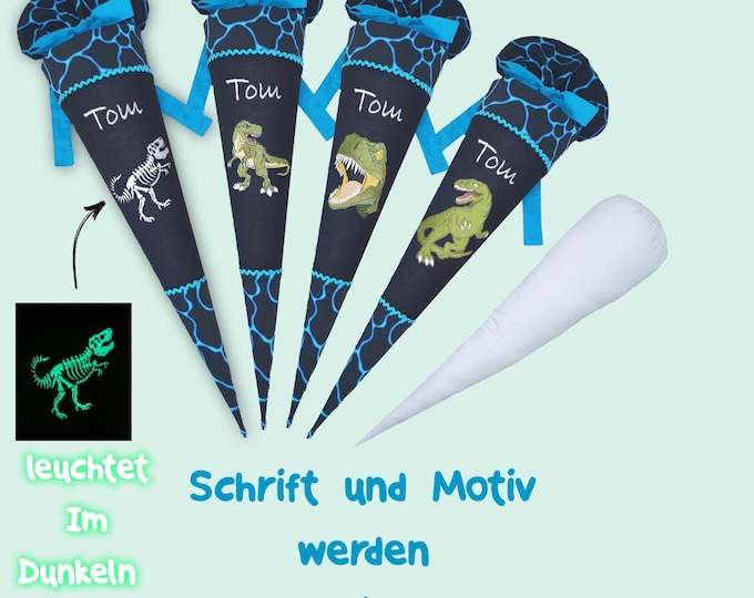 70 cm Schultüte Dino Dinosaurier Dinoskelett (leuchtet im Dunkeln) passend zum Bärassic Garden Schulranzen