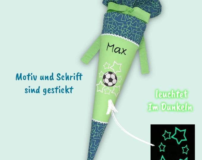 Schultüte Fussball Fußball (Sterne leuchten im Dunkeln) passend zum Green Geometric Schulranzen