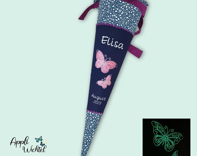 Schultüte Schmetterling (Schmetterlinge leuchten im Dunkeln) passend zum Bärlaxy Schulranzen