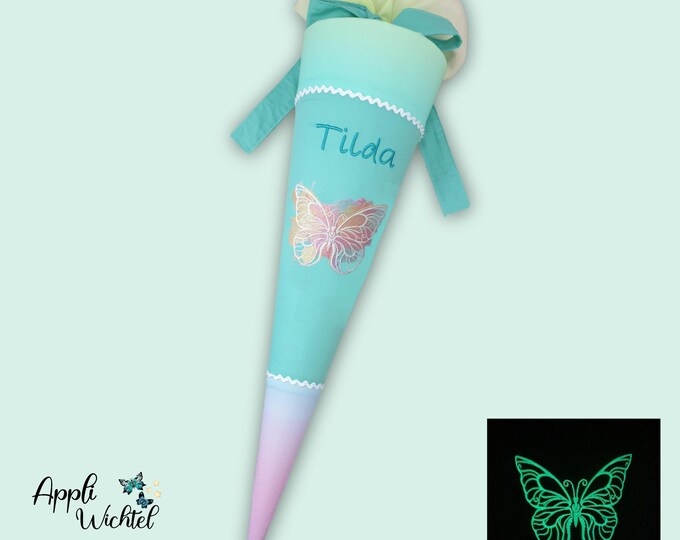 Schultüte mit Schmetterling (leuchtet im Dunkeln) passend zum Zaubärwelt Schulranzen