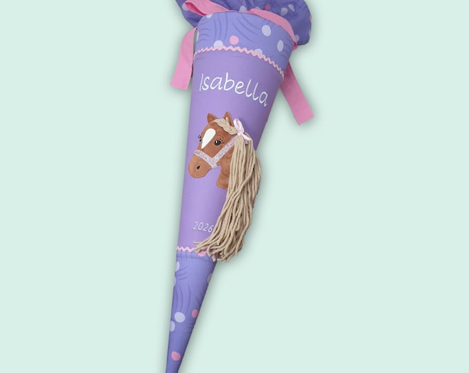 Personalisierte Schultüte Pferd mit Namen 70/85 cm passend zum Ponybäradies Schulranzen