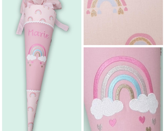 Schultüte glitzer Regenbogen Herzen