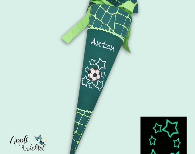 Schultüte Fussball (Sterne leuchten im Dunkeln) passend zum BärRex Schulranzen