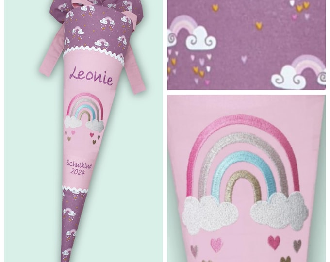 Schultüte glitzer Regenbogen Herzen