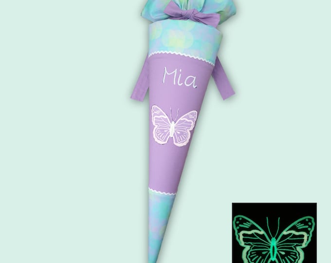 Schultüte mit Schmetterling (leuchtet im Dunkeln) passend zum Zaubärwelt Schulranzen