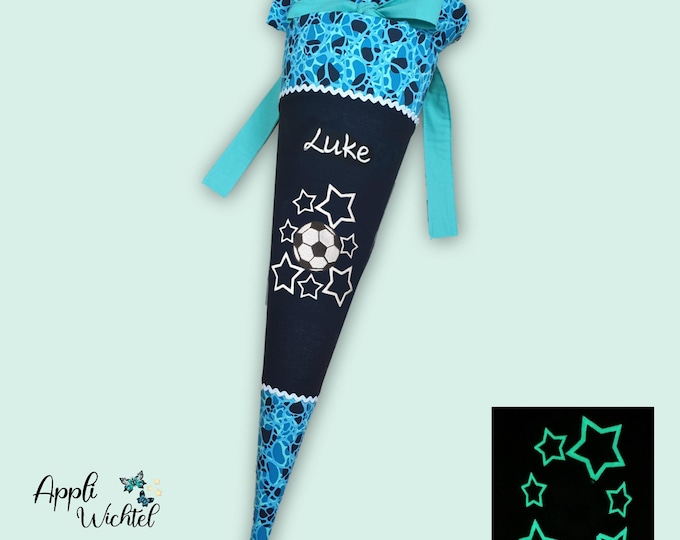 Schultüte Fussball (Sterne leuchten im Dunkeln) passend zum Abtauchbär Schulranzen