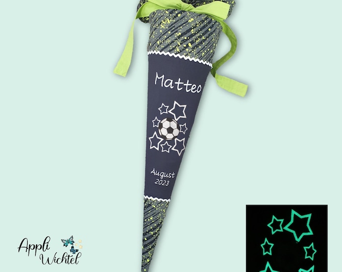 Schultüte Fussball (Sterne leuchten im Dunkeln) passend zum Mähdreschbär Schulranzen