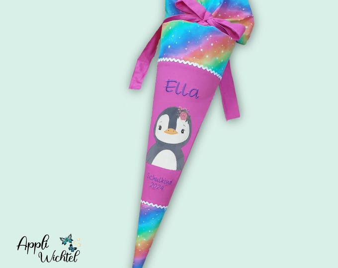 Schultüte Pinguin Regenbogen