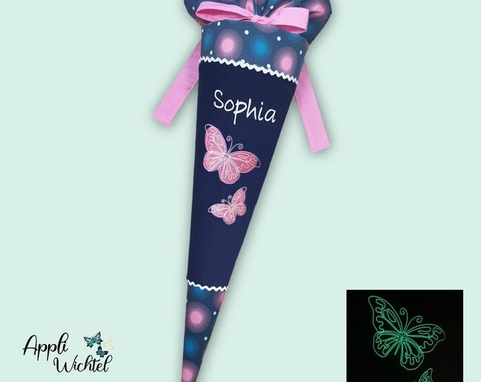 Schultüte mit Schmetterling (Schmetterlinge leuchten im Dunkeln) passend zum Stepbystep Mermaid Delia Schulranzen