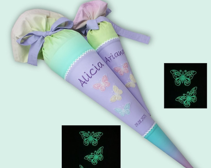 Schultüte mit Schmetterling (leuchtet im Dunkeln) passend zum Zaubärwelt Schulranzen