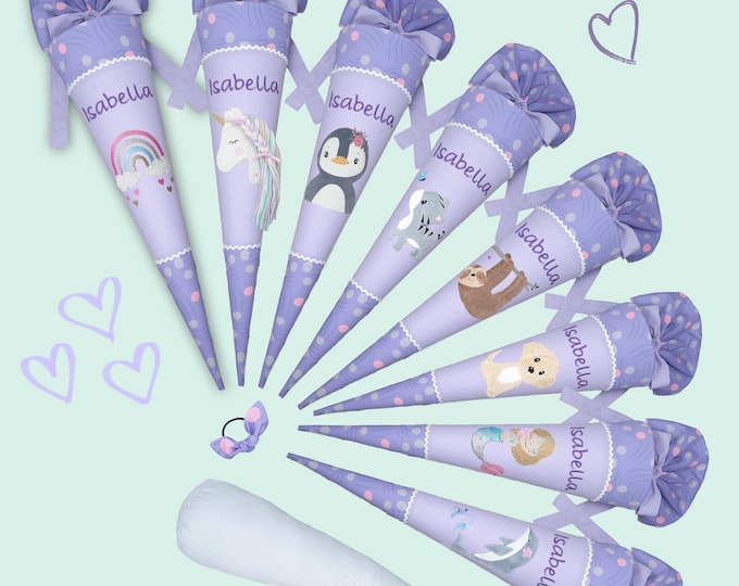 70 cm Schultüte Regenbogen Einhorn Pinguin Katze Faultier Hund Meerjungfrau Delfin passend zum Ponybäradies Schulranzen