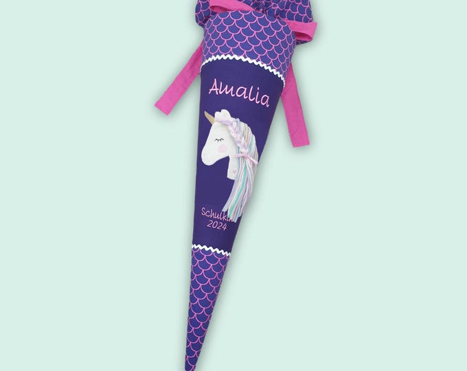 Schultüte Einhorn passend zum Perlentauchbär Schulranzen