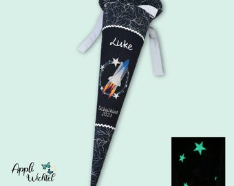 Schultüte Rakete (Sterne leuchten im Dunkeln) passend zum Super ReflektBär Glow Schulranzen