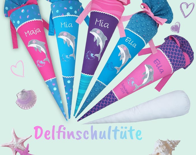 70 cm Schultüte Delfin Delfinschultüte farblich passend zum Schulranzen