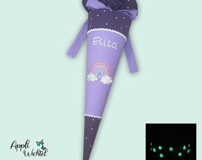 Schultüte glitzer Regenbogen (Sterne leuchten im Dunkeln) passend zum Sternguckbär Schulranzen