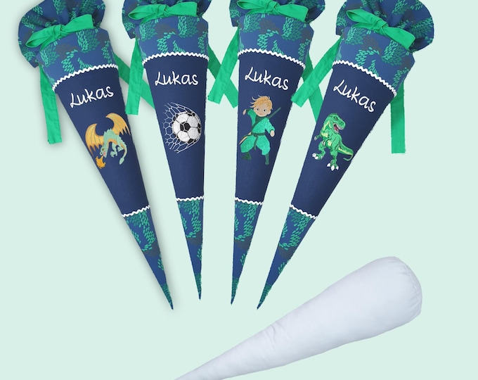 70 cm Schultüte Drache Dino Dinosaurier Fussball Ninja passend zum Dachenbezwingbär Schulranzen