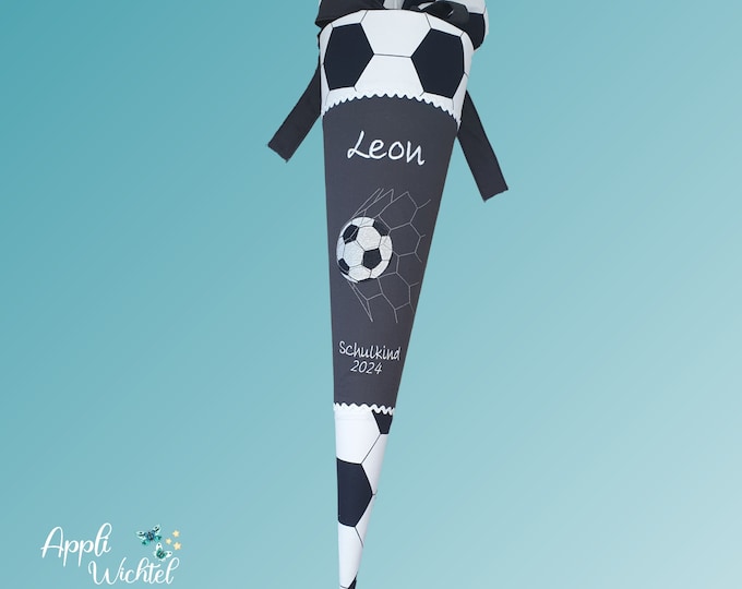 Schultüte Fussball in Dunkelgrau