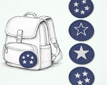 Leuchtende Stern Klett Patches – 4er Set Glow in the Dark in Dunkelblau