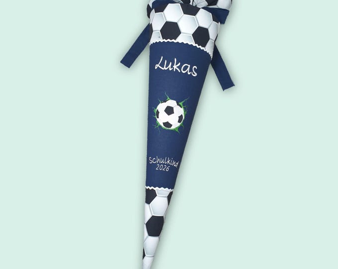 Schultüte Fussball in Dunkelblau