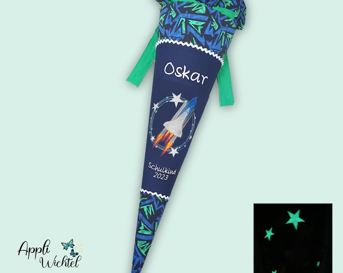 Schultüte  Raumschiff Rakete Weltall (Sternchen leuchten im Dunkeln) passend zum Soccer Ben Schulranzen