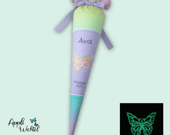 Schultüte mit Schmetterling (leuchtet im Dunkeln) passend zum Zaubärwelt Schulranzen