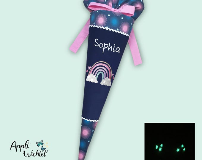 Schultüte mit glitzer Regenbogen (Sternchen leuchten im Dunkeln) passend zum Stepbystep Mermaid Delia Schulranzen