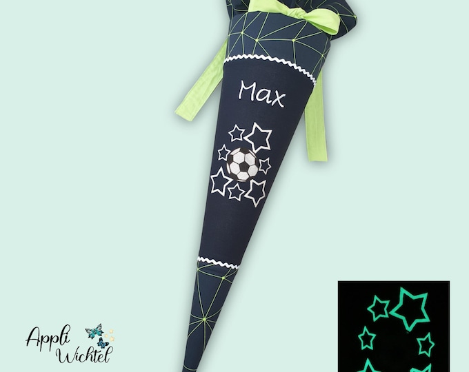 Schultüte Fussball (Sterne leuchten im dunklen) passend zum Cybär Race Schulranzen