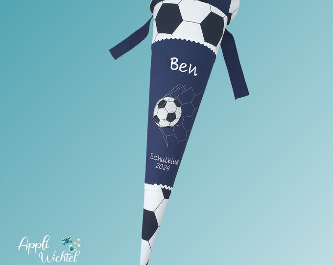 Schultüte Fussball in Dunkelblau