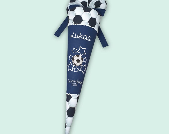 Schultüte Fussball (Sterne leuchten im dunklen) in Dunkelblau