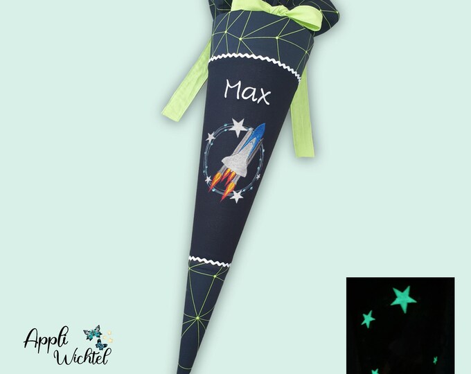 Schultüte Rakete (Sterne leuchten im dunklen) passend zum Cybär Race Schulranzen