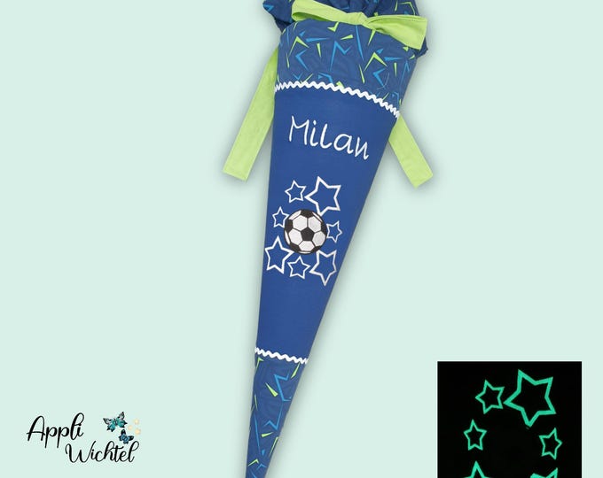 Schultüte Fussball (Sterne leuchten im Dunkeln) passend zum Spitzenreitbär Schulranzen