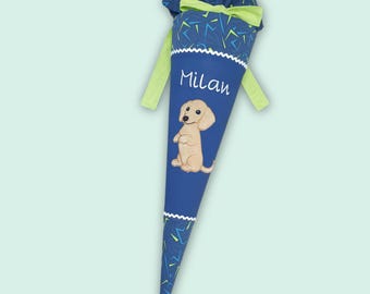 Personalisierte Schultüte Hund mit Namen 70/85 cm passend zum Spitzenreitbär Schulranzen
