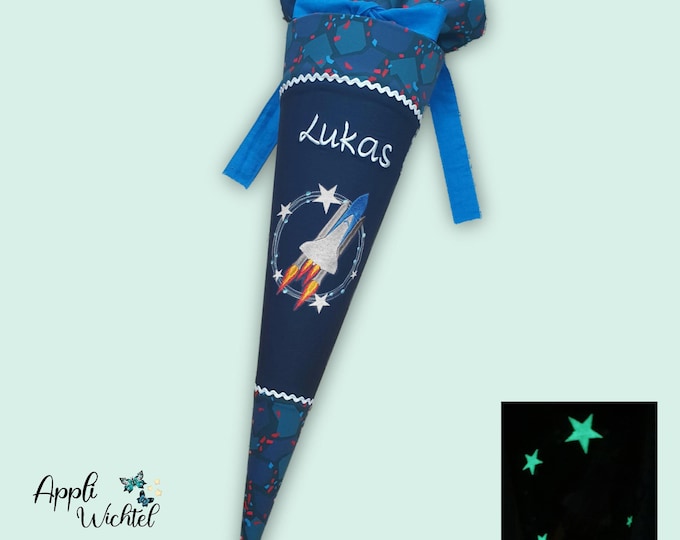 Schultüte Raumschiff Rakete Weltall (Sternchen leuchten im Dunkeln) passend zum Tractor Freddy Schulranzen