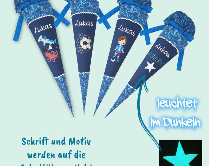 70 cm Schultüte Hai Rochen Manta Oktopus Hammerhai Hai Fussball Fußball Schulkind passend zum Manta Rio Schulranzen