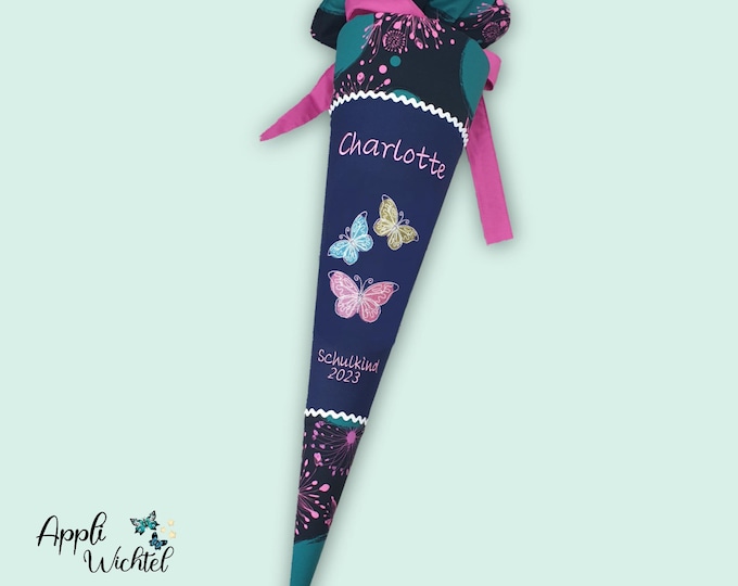 Schultüte Schmetterling (Schmetterlinge leuchten im Dunkeln) passend zum Korallbär Schulranzen