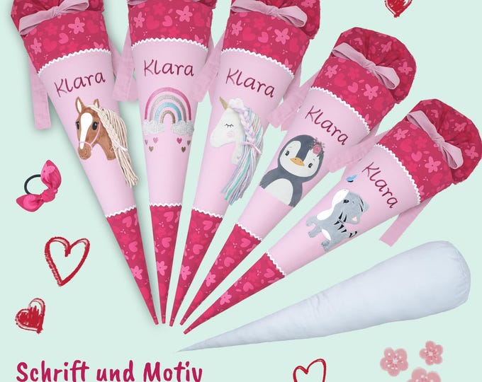 70 cm Schultüte Pferd Regenbogen Einhorn Pinguin Katze passend zum Wild Horse Nora Schulranzen