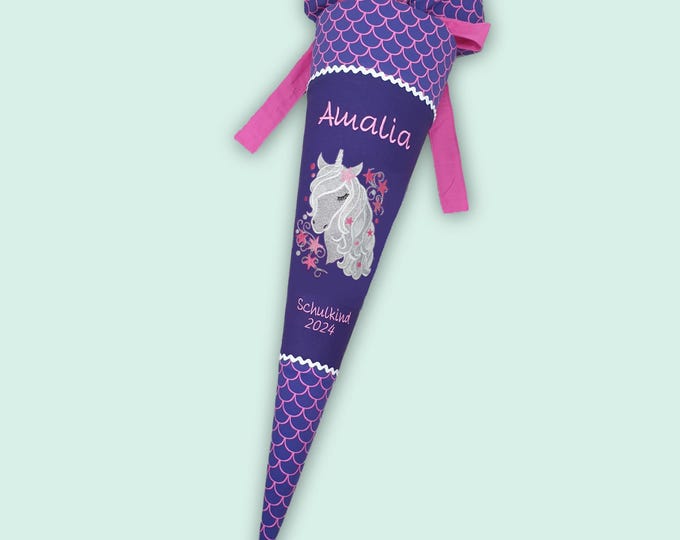 Schultüte Einhorn passend zum Perlentauchbär Schulranzen