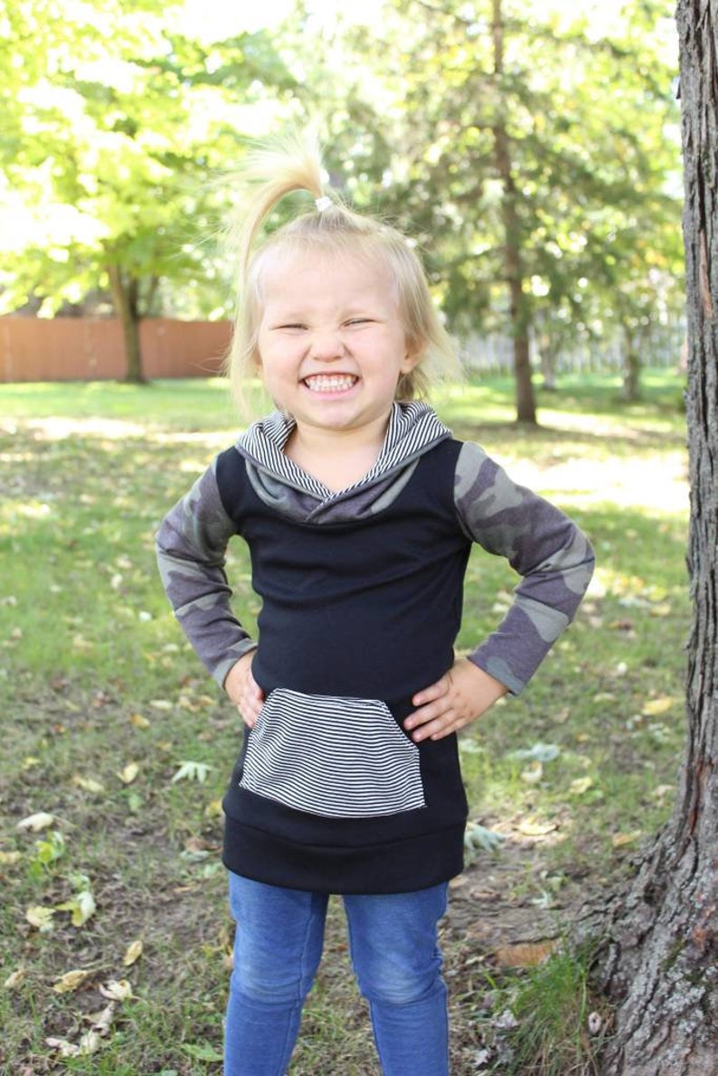 BabyToddlerGirl Camo cowl neck tunic