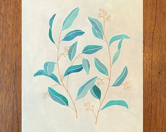 Eucalyptus Print - Green, Gouache leaves, multiple sizes