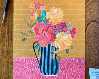 Flower Vase Print - Multicolor, Gouache, multiple sizes
