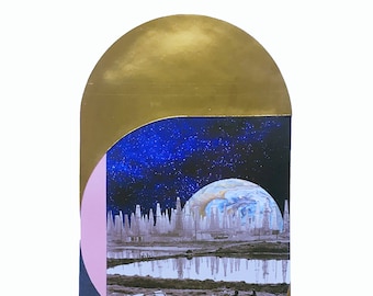 Prospect - Handcut Abstract Landscape Collage with gold foil