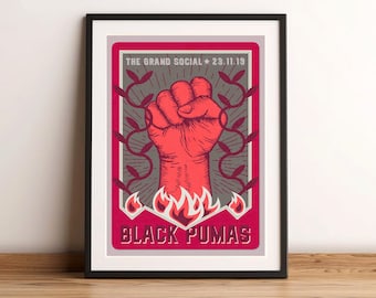 Black Pumas Concert Print - Grand Social, Dublin 2019