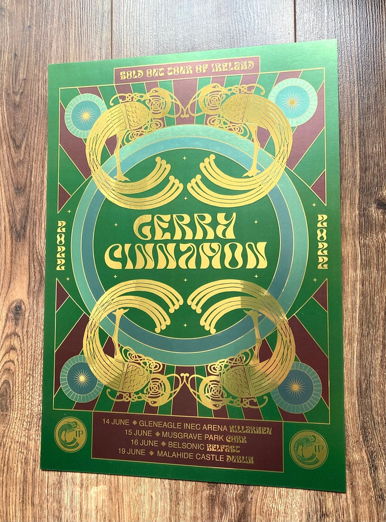 Gerry Cinnamon Metallic Gold concert print Tour of Ireland 2022 image 2