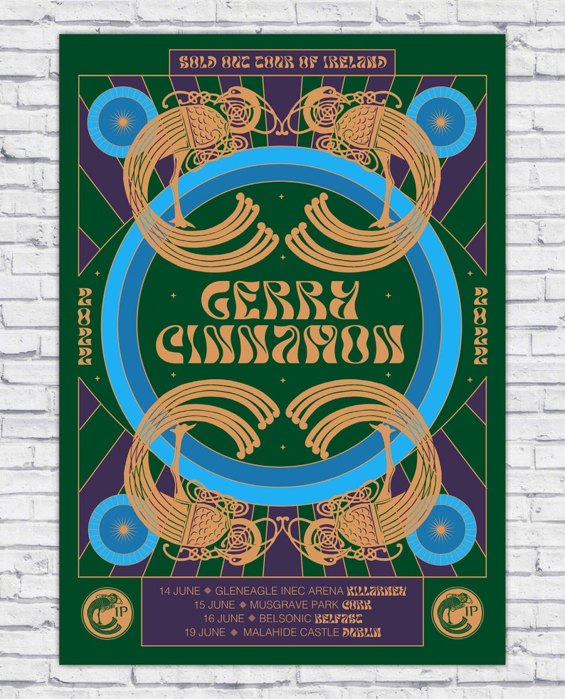 Gerry Cinnamon Metallic Gold concert print Tour of Ireland 2022 image 5