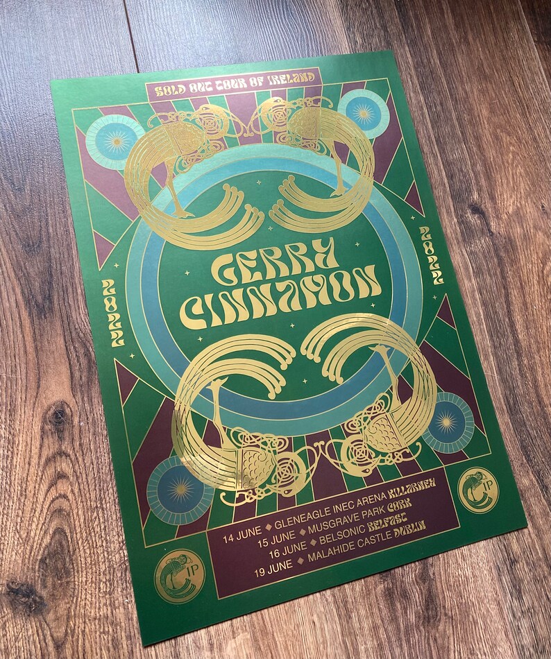 Gerry Cinnamon Metallic Gold concert print Tour of Ireland 2022 image 4