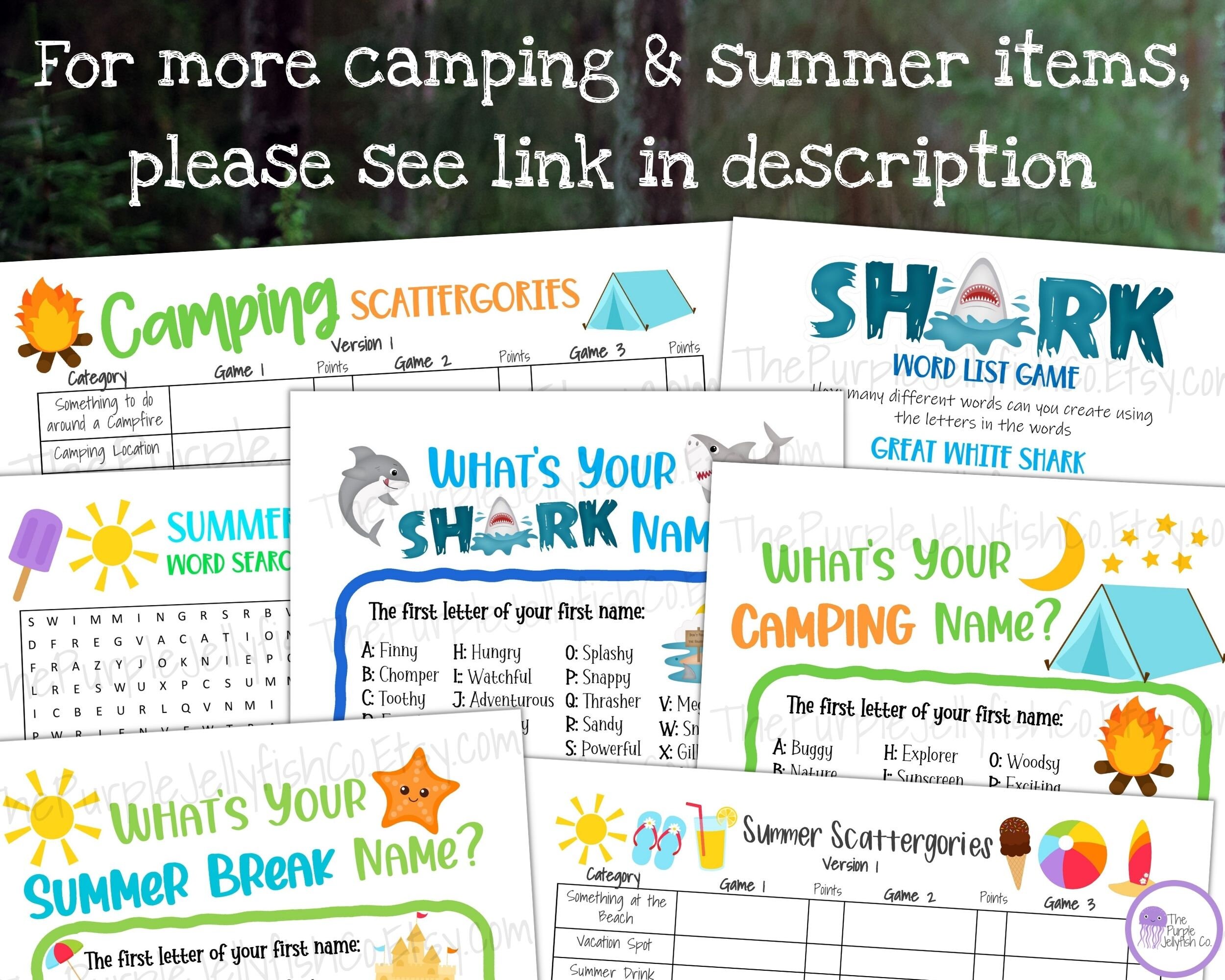 Camping Trivia Game, Camping Game Printable, Trivia Questions, Camping