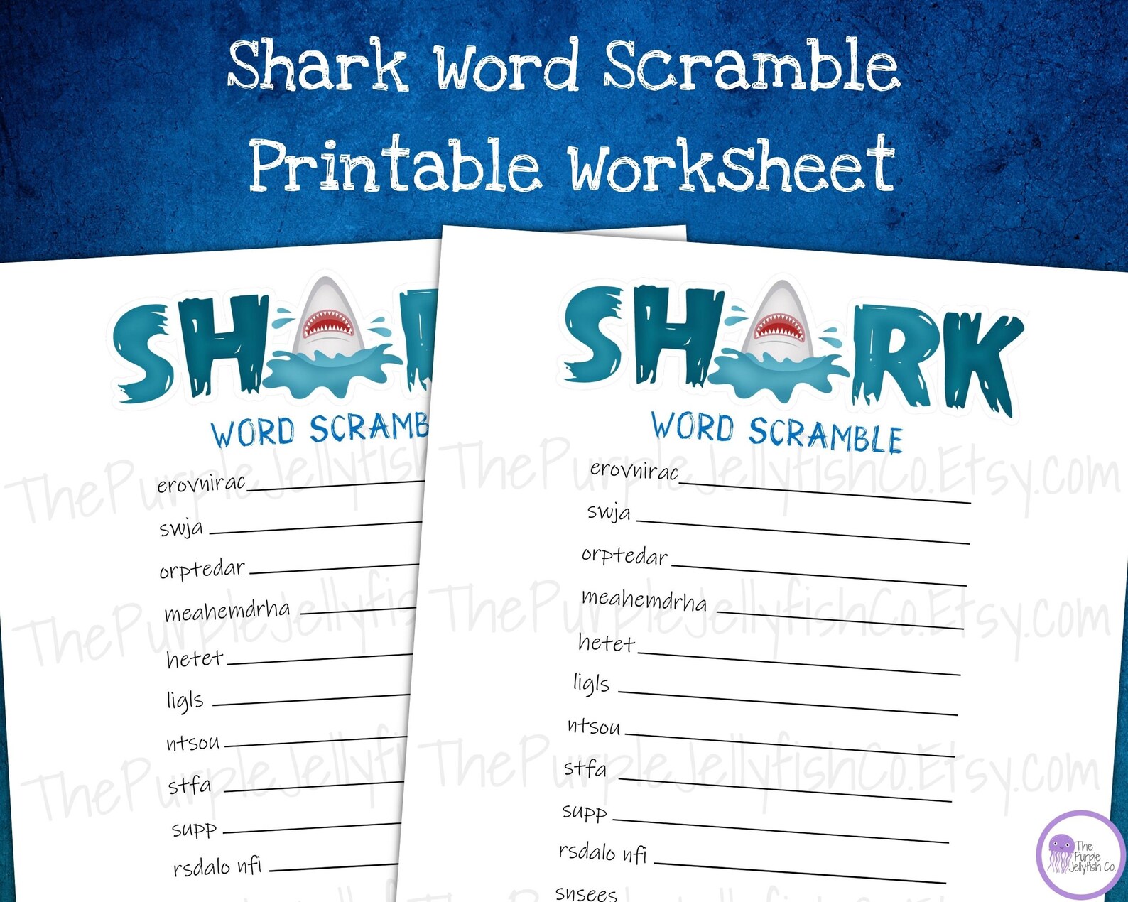Shark Word Scramble With Answers, Shark Activity for Kids, Shark Game ...