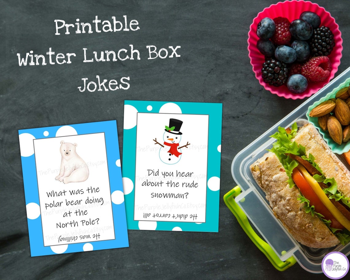 Printable Lunch Box Notes for Kids, Winter Lunch Box Jokes, Lunchbox