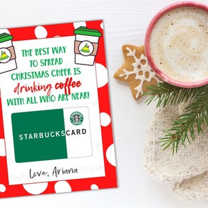 Titolare della carta regalo di Natale stampabile, il modo migliore per diffondere l'allegria natalizia, idea regalo per l'insegnante del caffè di Natale, etichetta regalo elfo stampabile