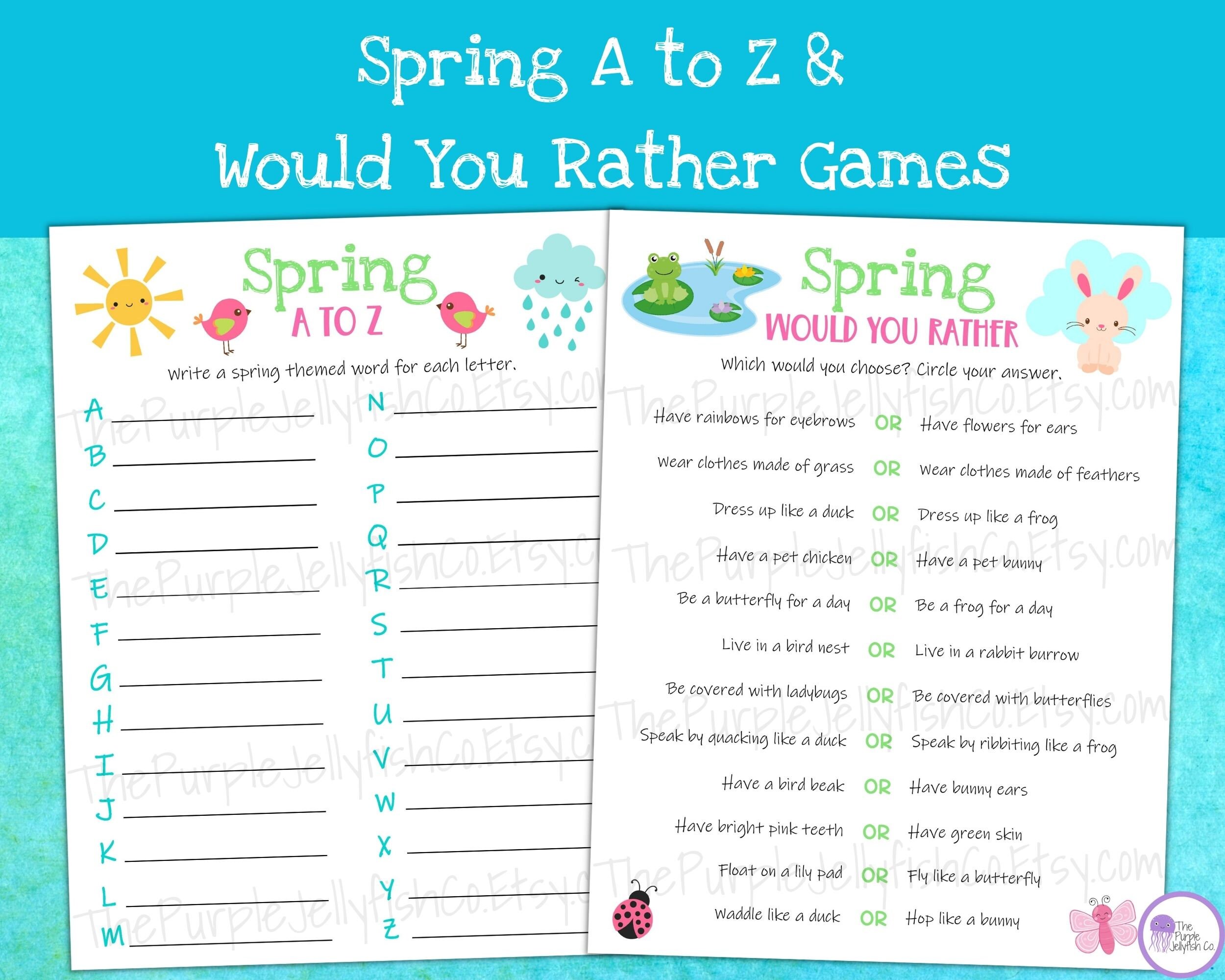 Spring Games Bundle, Printable Spring Activities for Kids & Adults ...